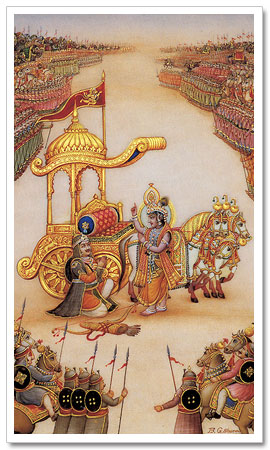 Lord Krishna instructs Arjuna